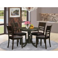 East West Furniture Anly5-Cap-Lc 5 Piece Kitchen Set Includes A Round Room Table With Pedestal And 4 Faux Leather Upholstered Dining Chairs, 36X36 Inch, Cappuccino