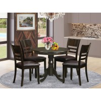 East West Furniture Anly5-Cap-Lc 5 Piece Kitchen Set Includes A Round Room Table With Pedestal And 4 Faux Leather Upholstered Dining Chairs, 36X36 Inch, Cappuccino