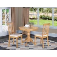 East West Furniture Anti3-Oak-Lc Antique 3 Piece Kitchen Set For Small Spaces Contains A Round Dining Room Table With Pedestal And 2 Faux Leather Upholstered Chairs, 36X36 Inch