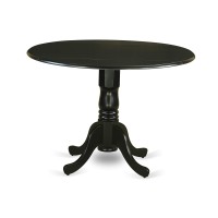 East West Furniture Dublin 3 Piece Set For Small Spaces Contains A Round Dining Room Table With Dropleaf And 2 Wood Seat Chairs, 42X42 Inch, Black