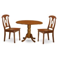 East West Furniture Table Dining Set, Wood Seat, Saddle Brown
