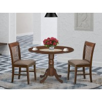 East West Furniture Dublin 3 Piece Kitchen Set Contains A Round Room Table With Dropleaf And 2 Linen Fabric Upholstered Dining Chairs, 42X42 Inch, Dlno3-Mah-C