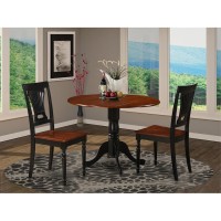East West Furniture Dlpl3-Bch-W Dublin 3 Piece Modern Set Contains A Round Wooden Table With Dropleaf And 2 Dining Room Chairs, 42X42 Inch