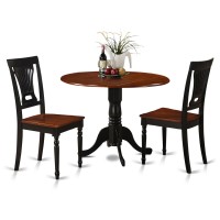 East West Furniture Dlpl3-Bch-W Dublin 3 Piece Modern Set Contains A Round Wooden Table With Dropleaf And 2 Dining Room Chairs, 42X42 Inch