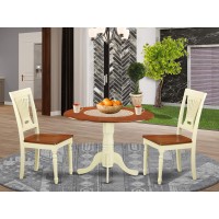 East West Furniture Dlpl3-Bmk-W Dublin 3 Piece Kitchen Set For Small Spaces Contains A Round Table With Dropleaf And 2 Dining Room Chairs, 42X42 Inch