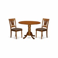 East West Furniture Dlpl3-Sbr-C Dublin 3 Piece Room Set Contains A Round Kitchen Table With Dropleaf And 2 Linen Fabric Upholstered Dining Chairs, 42X42 Inch