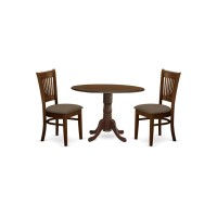 East West Furniture Dlva3-Esp-C Dublin 3 Piece Kitchen Set Contains A Round Dining Room Table With Dropleaf And 2 Linen Fabric Upholstered Chairs, 42X42 Inch