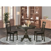 East West Furniture Hlca3-Cap-Lc 3 Piece Modern Dining Table Set Contains A Round Wooden Table With Pedestal And 2 Faux Leather Dining Room Chairs, 42X42 Inch, Cappuccino