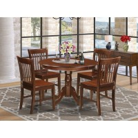 East West Furniture Hlno5-Mah-W 5 Piece Dinette Set For 4 Includes A Round Dining Table With Pedestal And 4 Dining Room Chairs, 42X42 Inch, Mahogany