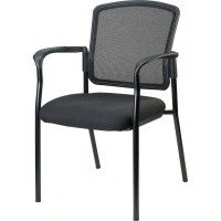 Lorell Breathable Mesh Guest Chair - Black Fabric Seat - Black Steel Frame - Black - Armrest - 1 Each