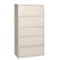 Lorell Receding Lateral File With Roll Out Shelves - 5-Drawer - 36 X 18.6 X 68.8 - 5 X Drawer(S) For File - A4, Legal, Letter - Ball-Bearing Suspension, Recessed Handle, Leveling Glide, Heavy Duty,