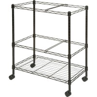 Lorell Mobile Wire File Cart - 4 Casters - Steel - X 26 Width X 12.5 Depth X 30 Height - Black - 1 Each