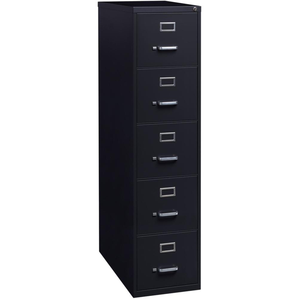 Lorell Commercial Grade Vertical File Cabinet - 5-Drawer - 15 X 26.5 X 61 - 5 X Drawer(S) For File - Letter - Vertical - Heavy Duty, Security Lock, Ball-Bearing Suspension - Black - Steel - Recycle