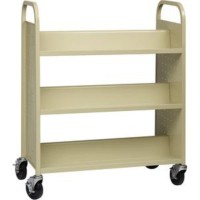 Lorell Double-Sided Book Cart - 6 Shelf - 200 Lb Capacity - 5 Caster Size - Steel - X 36 Width X 19 Depth X 46 Height - Putty - 1 Each