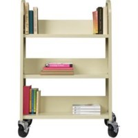 Lorell Single-Sided Book Cart - 3 Shelf - 200 Lb Capacity - 5 Caster Size - Steel - X 39 Width X 14 Depth X 46 Height - Putty - 1 Each