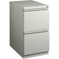 Lorell Mobile File Pedestal - 2-Drawer - 15 X 22.9 X 27.8 - 2 X Drawer(S) For File - Letter - Ball-Bearing Suspension, Security Lock, Recessed Handle - Light Gray - Steel - Recycled