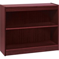 Lorell Panel End Hardwood Veneer Bookcase - 36 X 12 X 30 - 2 X Shelf(Ves) - 110 Lb Load Capacity - Mahogany - Laminate - Wood, Veneer - Assembly Required