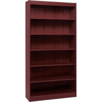 Lorell Panel End Hardwood Veneer Bookcase - 36 X 12 X 84 - 6 X Shelf(Ves) - 660 Lb Load Capacity - Mahogany - Laminate - Wood - Assembly Required