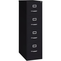 Lorell Vertical File - 4-Drawer - 15 X 26.5 X 52 - 4 X Drawer(S) For File - Letter - Vertical - Security Lock, Ball-Bearing Suspension, Heavy Duty - Black - Steel - Recycled