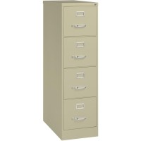 Lorell Vertical File - 4-Drawer - 15 X 26.5 X 52 - 4 X Drawer(S) For File - Letter - Vertical - Security Lock, Ball-Bearing Suspension, Heavy Duty - Putty - Steel - Recycled