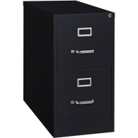 Lorell Vertical File - 2-Drawer - 15 X 26.5 X 28.4 - 2 X Drawer(S) For File - Letter - Vertical - Security Lock, Ball-Bearing Suspension, Heavy Duty - Black - Steel - Recycled