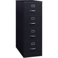 Lorell Vertical File Cabinet - 4-Drawer - 18 X 26.5 X 52 - 4 X Drawer(S) For File - Legal - Vertical - Lockable, Ball-Bearing Suspension, Heavy Duty - Black - Steel - Recycled