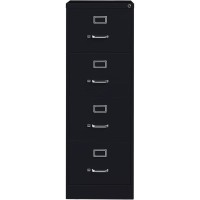 Lorell Vertical File Cabinet - 4-Drawer - 18 X 26.5 X 52 - 4 X Drawer(S) For File - Legal - Vertical - Lockable, Ball-Bearing Suspension, Heavy Duty - Black - Steel - Recycled