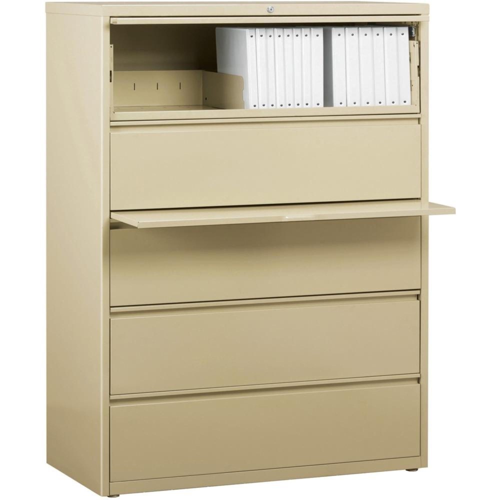 Lorell Lateral File - 5-Drawer - 42 X 18.6 X 67.7 - 5 X Drawer(S) For File - Legal, Letter, A4 - Lateral - Rust Proof, Leveling Glide, Interlocking, Ball-Bearing Suspension, Label Holder - Putty -