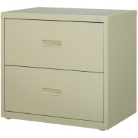 Lorell Lateral File - 2-Drawer - 30 X 18.6 X 28.1 - 2 X Drawer(S) For File - A4, Letter, Legal - Interlocking, Ball-Bearing Suspension, Adjustable Glide, Locking Drawer - Putty - Steel - Recycled