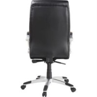 Lorell Executive Bonded Leather High-Back Chair - Black Seat - Powder Coated Frame - 5-Star Base - Black, Silver - Bonded Leather - 1 Each