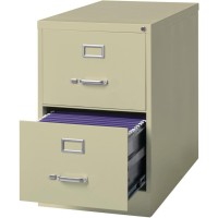 Lorell Vertical File Cabinet - 2-Drawer - 18 X 26.5 X 28.4 - 2 X Drawer(S) For File - Legal - Vertical - Lockable, Ball-Bearing Suspension, Heavy Duty - Putty - Steel - Recycled
