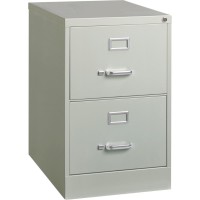 Lorell Vertical File Cabinet - 2-Drawer - 18 X 26.5 X 28.4 - 2 X Drawer(S) For File - Legal - Vertical - Lockable, Ball-Bearing Suspension, Heavy Duty - Light Gray - Steel - Recycled