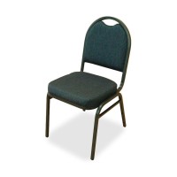 Lorell Round-Back Stack Chair - Blueberry, Black Fabric Seat - Charcoal Steel Frame - Blue, Black - 4 / Carton
