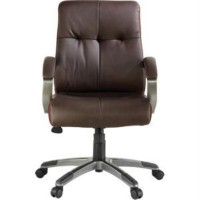 Lorell Managerial Chair - Brown Leather Seat - 5-Star Base - Brown - 1 Each