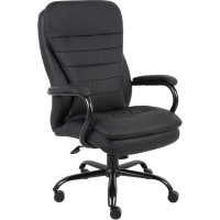 Lorell Executive Chair - Black Leather Seat - 5-Star Base - Black - 1 Each