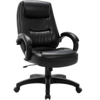 Lorell Westlake High Back Executive Chair - Black Leather Seat - Black Polyurethane Frame - High Back - Black - 1 Each
