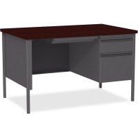 Lorell Fortress Series 48 Right Single-Pedestal Desk - Laminated Rectangle, Mahogany Top - 30 Table Top Length X 48 Table Top Width X 1.13 Table Top Thickness - 29.50 Height - Assembly Required -
