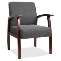 Lorell Deluxe Guest Chair - Mahogany Frame - Charcoal - 1 Each