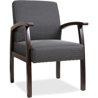 Lorell Deluxe Guest Chair - Espresso Frame - Charcoal - 1 Each