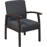 Lorell Deluxe Guest Chair - Espresso Frame - Charcoal - 1 Each