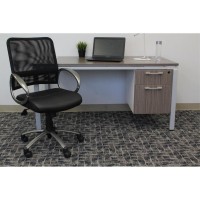 Lorell Mid Back Task Chair - Black Leather Seat - 5-Star Base - Black - 1 Each