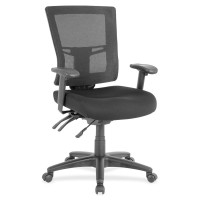 Lorell Mid-Back Office Chair - Black Fabric Seat - Black Nylon Back - 5-Star Base - Black - 1 Each