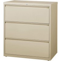 Lorell 3-Drawer Putty Lateral Files - 36 X 18.6 X 40.3 - 3 X Drawer(S) For File - Letter, Legal, A4 - Lateral - Locking Drawer, Magnetic Label Holder, Ball-Bearing Suspension, Leveling Glide - Putt