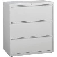 Lorell 3-Drawer Light Gray Lateral Files - 36 X 18.6 X 40.3 - 3 X Drawer(S) For File - Letter, Legal, A4 - Lateral - Locking Drawer, Magnetic Label Holder, Ball-Bearing Suspension, Leveling Glide,