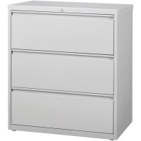 Lorell 3-Drawer Light Gray Lateral Files - 36 X 18.6 X 40.3 - 3 X Drawer(S) For File - Letter, Legal, A4 - Lateral - Locking Drawer, Magnetic Label Holder, Ball-Bearing Suspension, Leveling Glide,