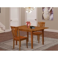 East West Furniture Mlav3-Sbr-W Milan 3 Piece Room Furniture Set Contains A Rectangle Kitchen Table With Butterfly Leaf And 2 Dining Chairs, 36X54 Inch