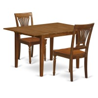 East West Furniture Mlpl3-Sbr-W Milan 3 Piece Modern Set Contains A Rectangle Wooden Table With Butterfly Leaf And 2 Dining Room Chairs, 36X54 Inch