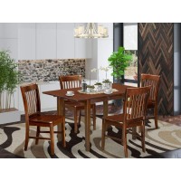 5 Pc Small Kitchen Table Set- Table With A 12In Leaf And 4 Dining Chairs