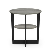 Furinno Jaya Oval End Table, French Oak Grey/Black