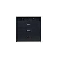 Hodedah 3-Drawer Dresser With 1-Open Shelf 2 Compartments In Black